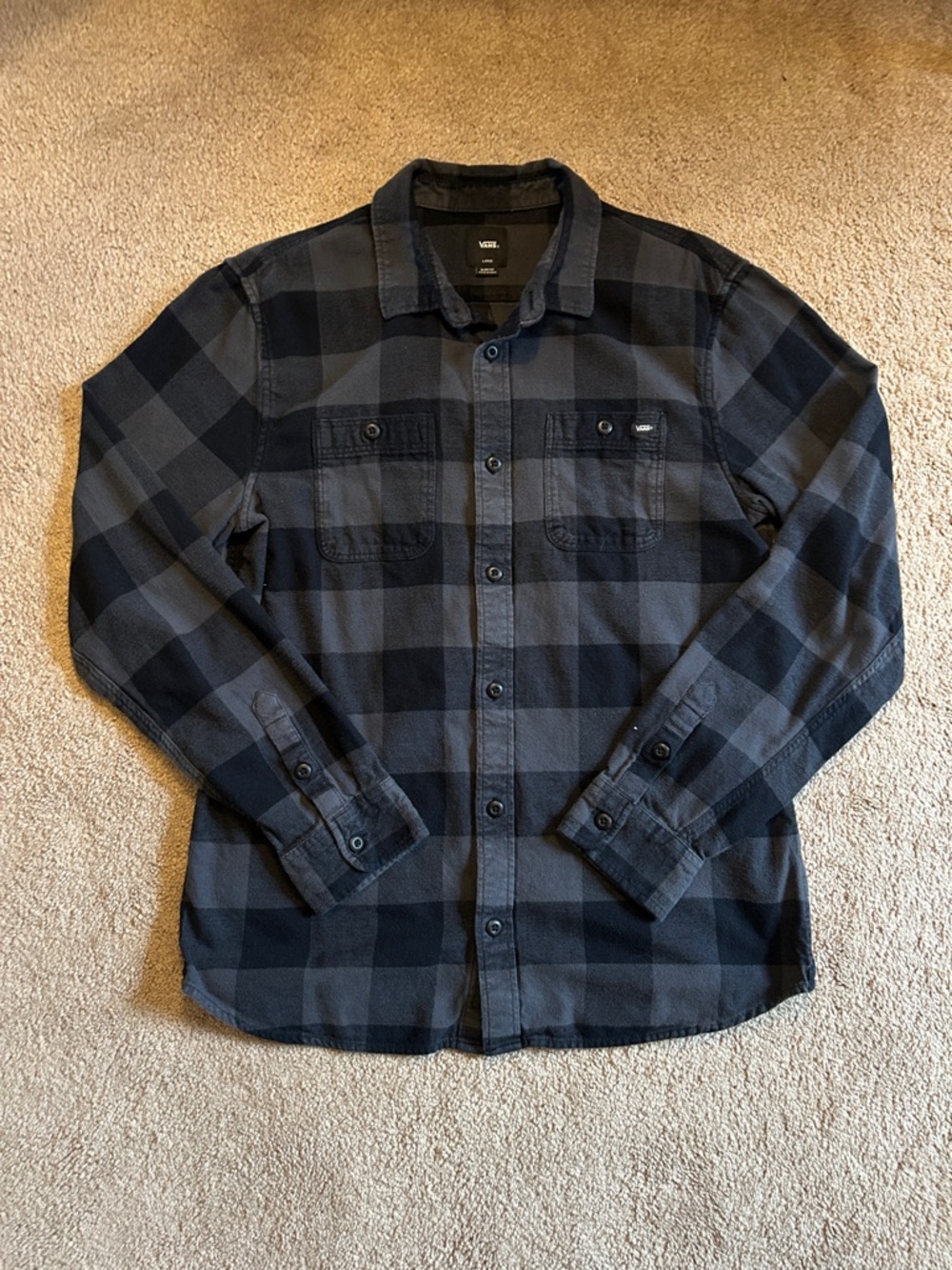 Vans Black and Gray Check Plaid Flannel Shirt